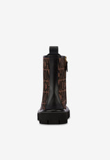 Moschino All-Over Logo Combat Boots MN24014G1G10130A MA-NE Brown