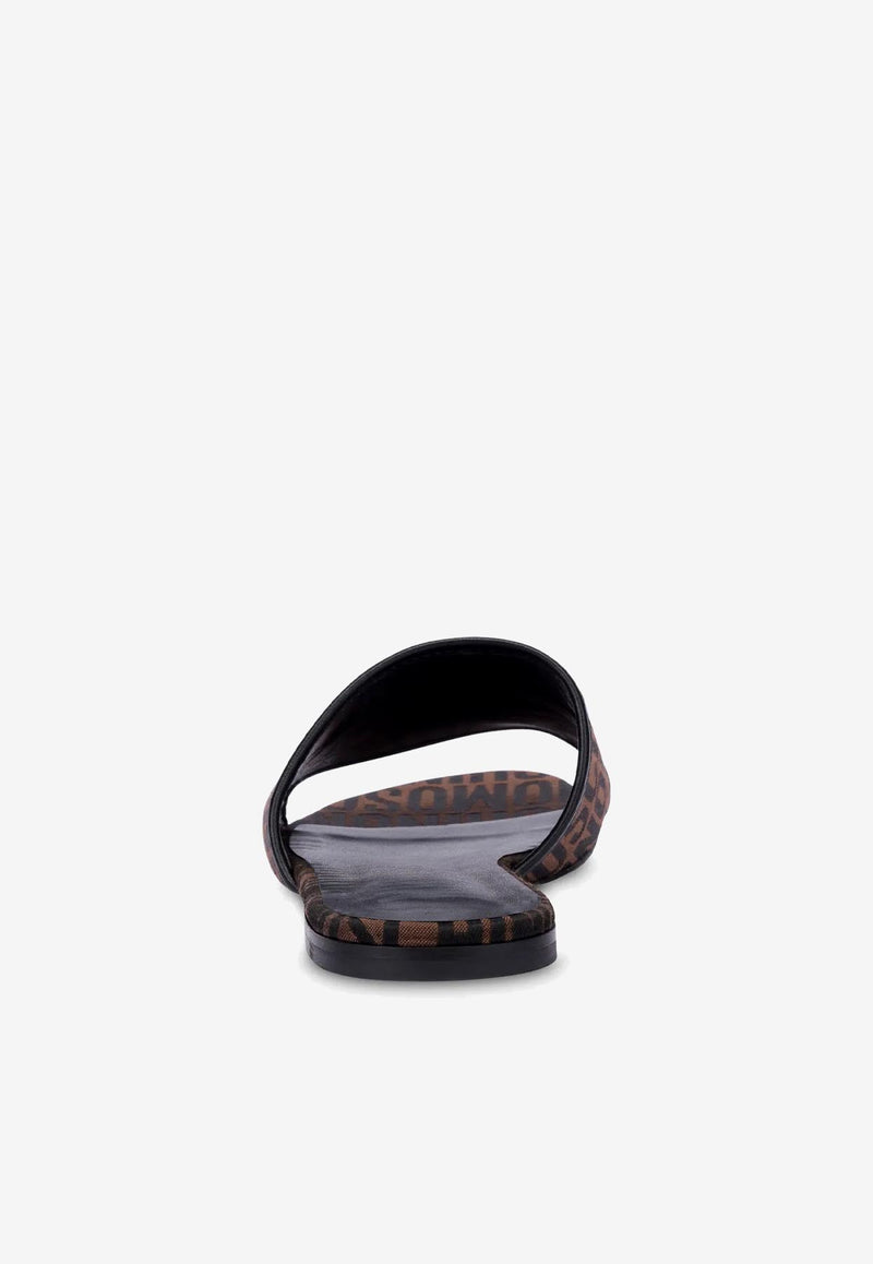Moschino All-Over Logo Flat Sandals MN28011C1G10130A MA-NE Brown