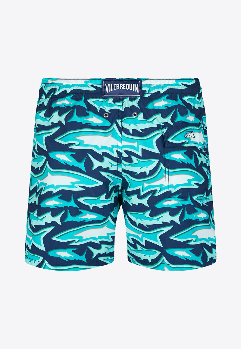 Vilebrequin Moorea Requins 3D Swim Shorts MOOC3B07-390 Blue