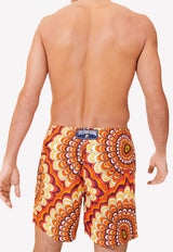 Vilebrequin Moorea 1975 Rosaces Printed Nylon Swim Shorts Orange MOOU1B75-195