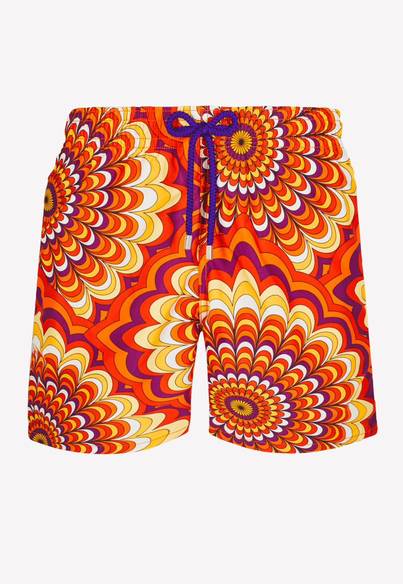 Vilebrequin Moorea 1975 Rosaces Printed Nylon Swim Shorts Orange MOOU1B75-195