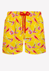 Vilebrequin Moorea 1983 Crevettes et Poissons Nylon Swim Shorts Yellow MOOU1B83-105