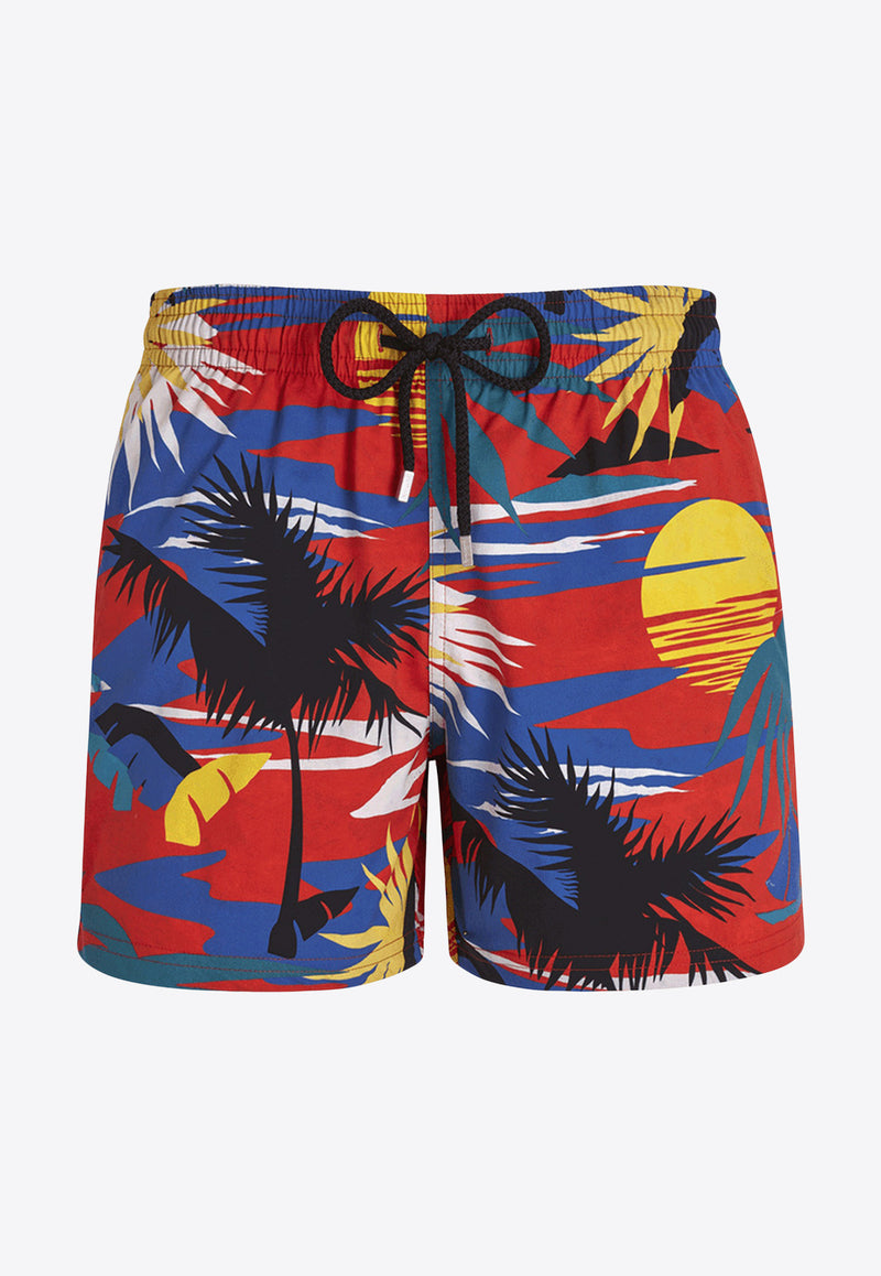 Vilebrequin X Palm Angels Moorise Hawaiian Swim Shorts MSOZ2F64-223 Multicolor