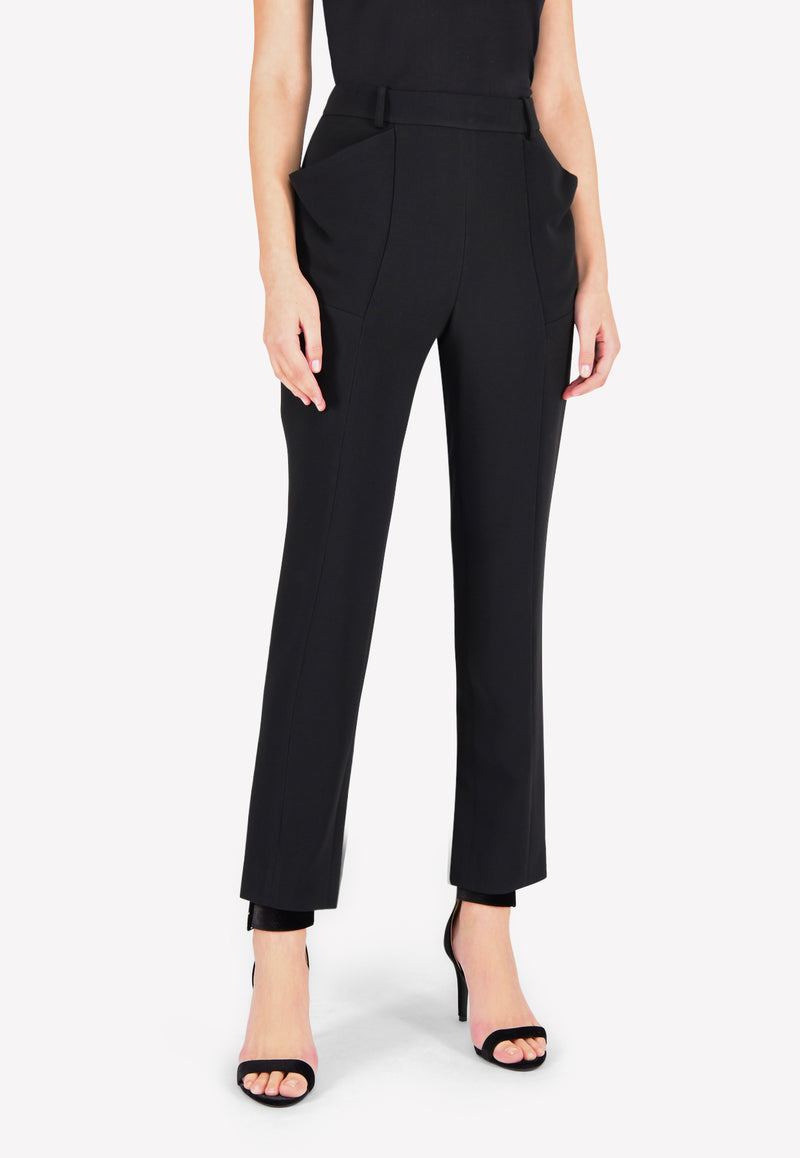 Tailored Straight-Leg Pants with Exaggerated Pockets