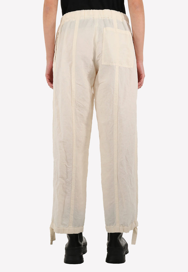 Jil Sander Crinkle-Effect Drawstring Pants Cream JSPU313305-WU330800-104