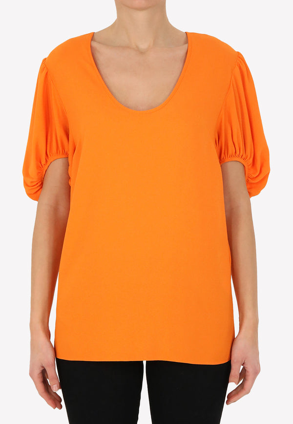 Stella McCartney V-Neck Puff Sleeves Top Orange 604069SSA02--7501