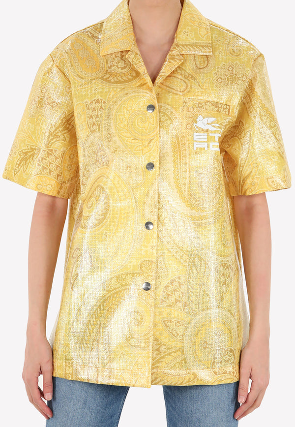 Etro Paisley Print Short-Sleeved Shirt Yellow 19401-1978-700