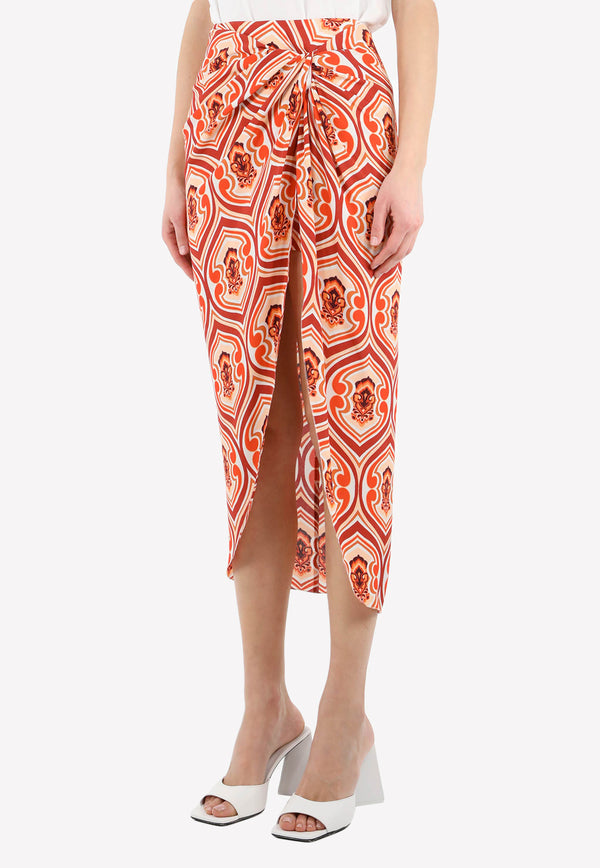 Etro Geometric Print Sarong Skirt Orange 19258-1936-750