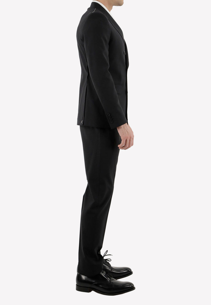 Tonello Double-Breasted Wool Suit Set Black 01AD4R0X-1063U-990