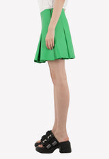 Bottega Veneta Pleated Mini Leather Skirt Green 701478-V23U0-4809