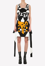 Burberry Printed Mini Dress with Oversized Fringe 8054411--A1953 Monochrome