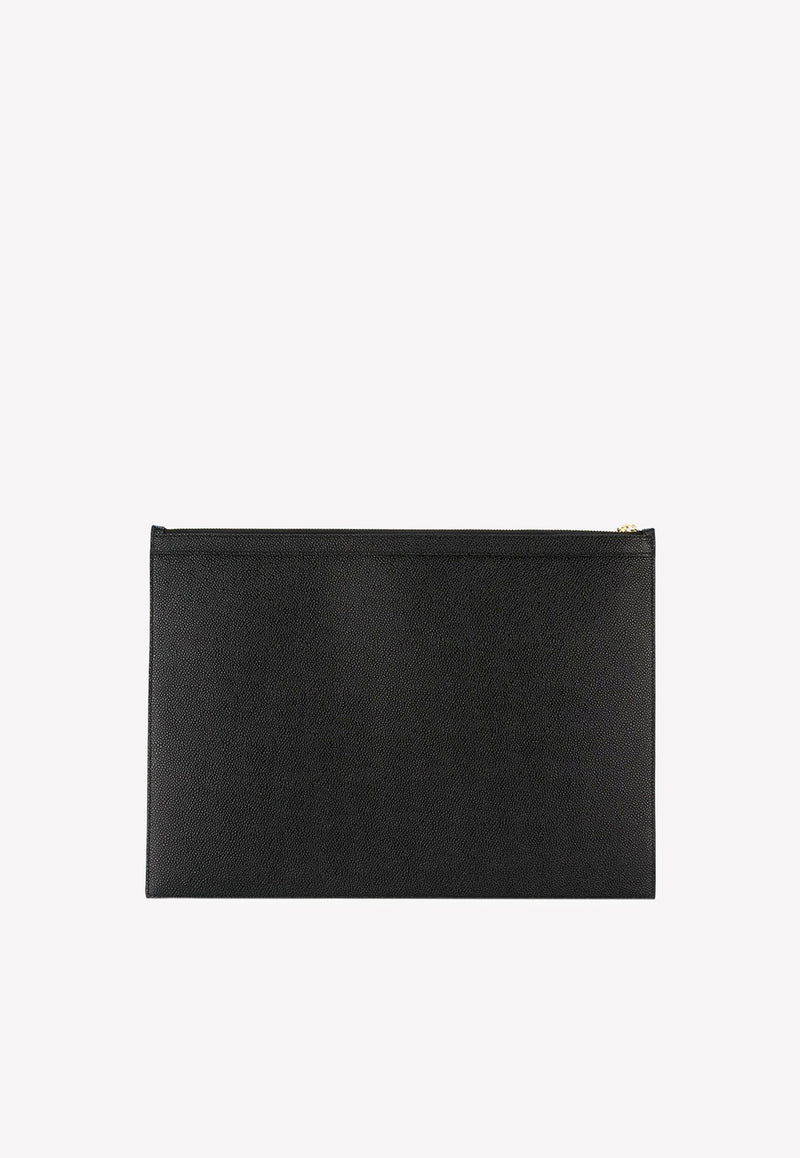 Thom Browne Large Logo Laptop Holder in Grained Leather MAC020L-00198-001 Black
