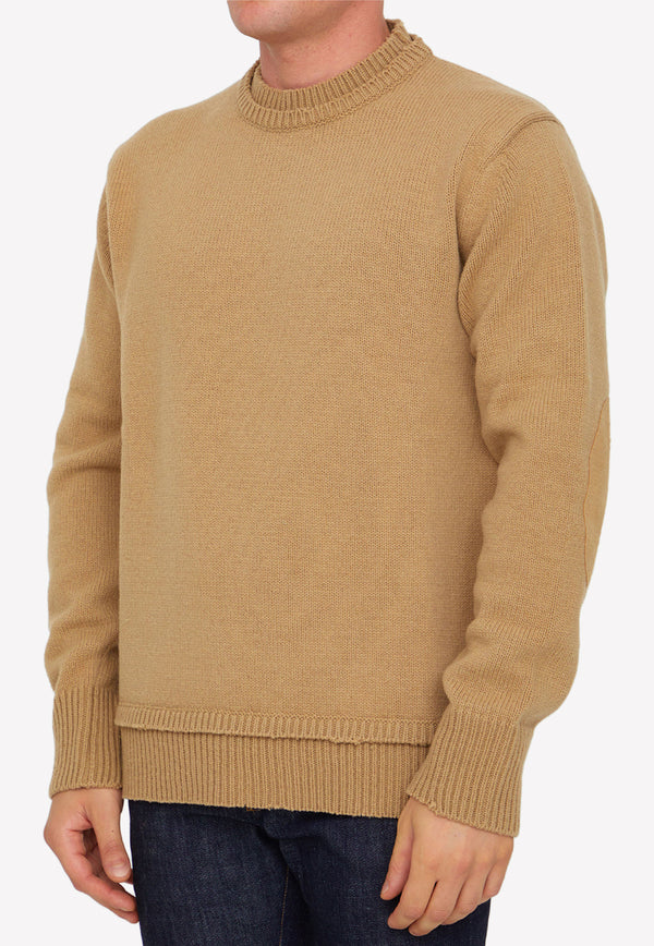 Maison Margiela Wool Sweater with Elbow Patch Beige SI1GP0001-S18064-106F