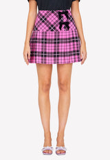 Alessandra Rich Tartan Silk Mini Skirt FAB3029-F3644-1921 Pink