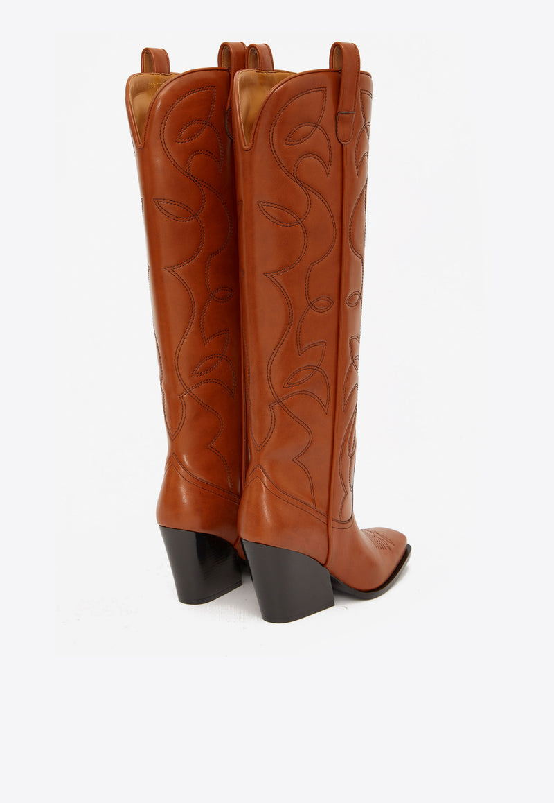 Stella McCartney Cowboy 80 Boots in Vegan Leather Brown 810102AP00K0--2134