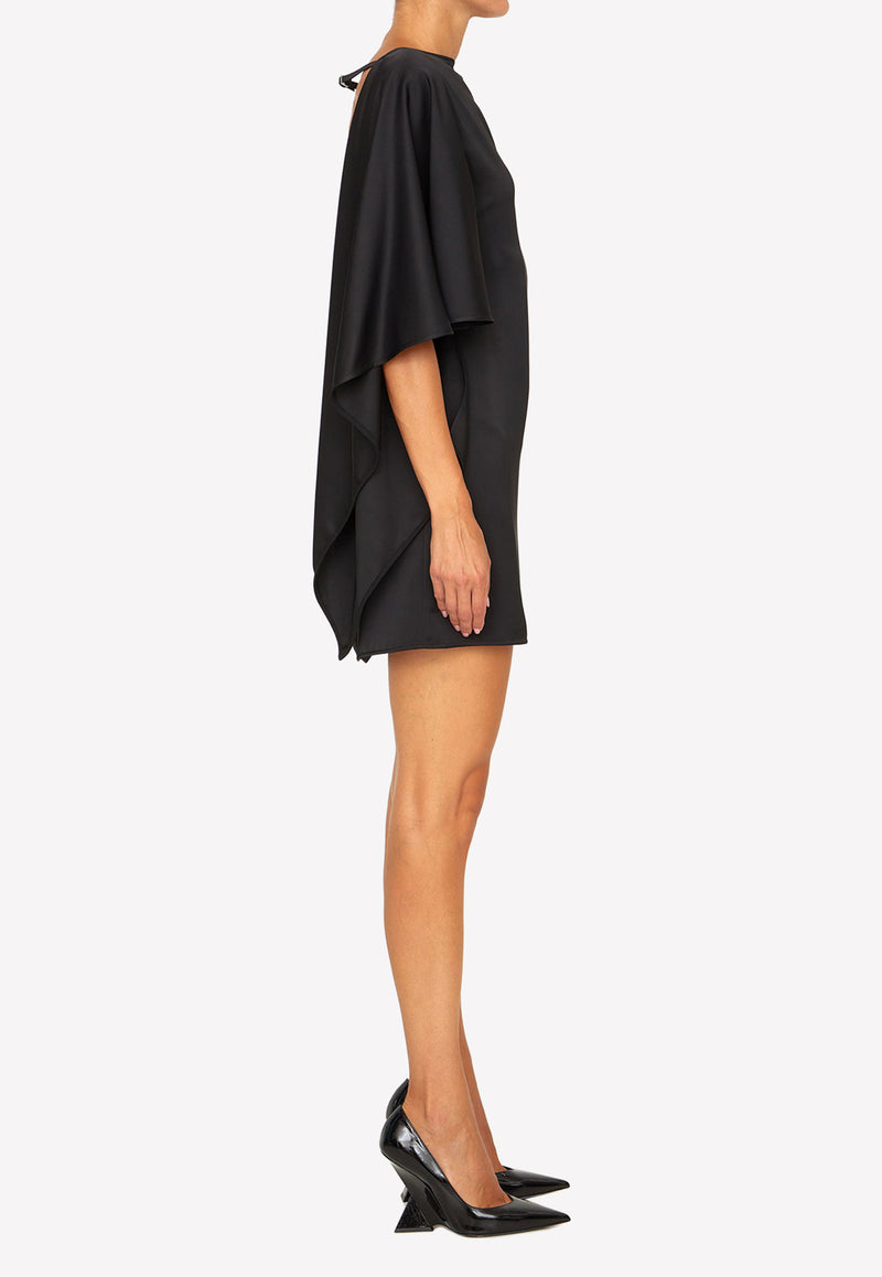 The Attico Sharon Mini Dress with Batwing Sleeves Black 228WCA125-E020-100