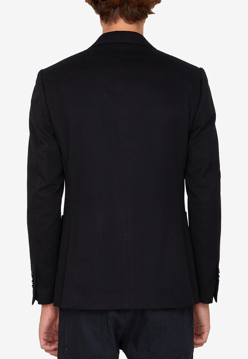 Lardini Single-Breasted Wool and Cashmere Blazer IR6901E-J59538-999 Black