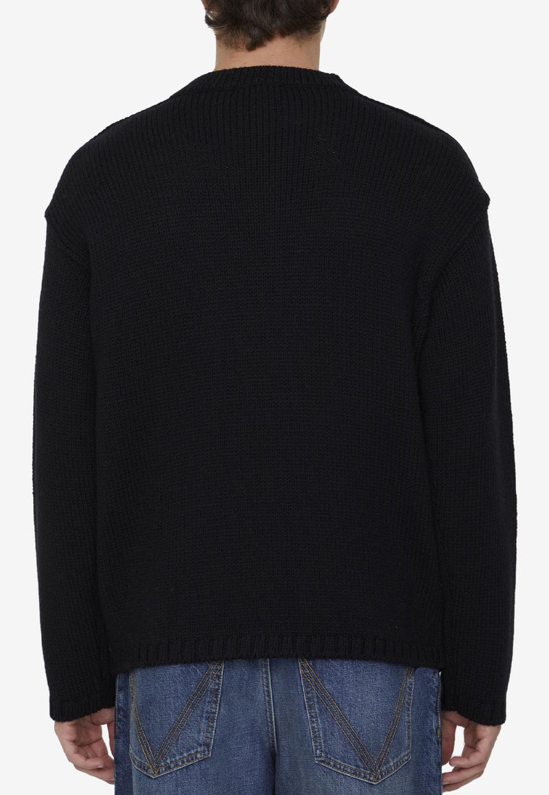 Ten C Ribbed Knit Wool Sweater Black 22CTCUM01183-006450-999