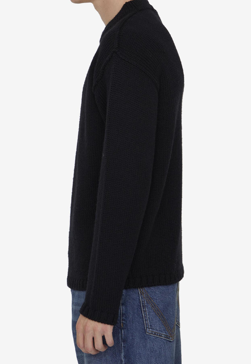 Ten C Ribbed Knit Wool Sweater Black 22CTCUM01183-006450-999