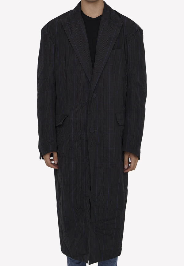 Balenciaga Pinstripe Single-Breasted Raincoat Gray 720027-TNO74-1240