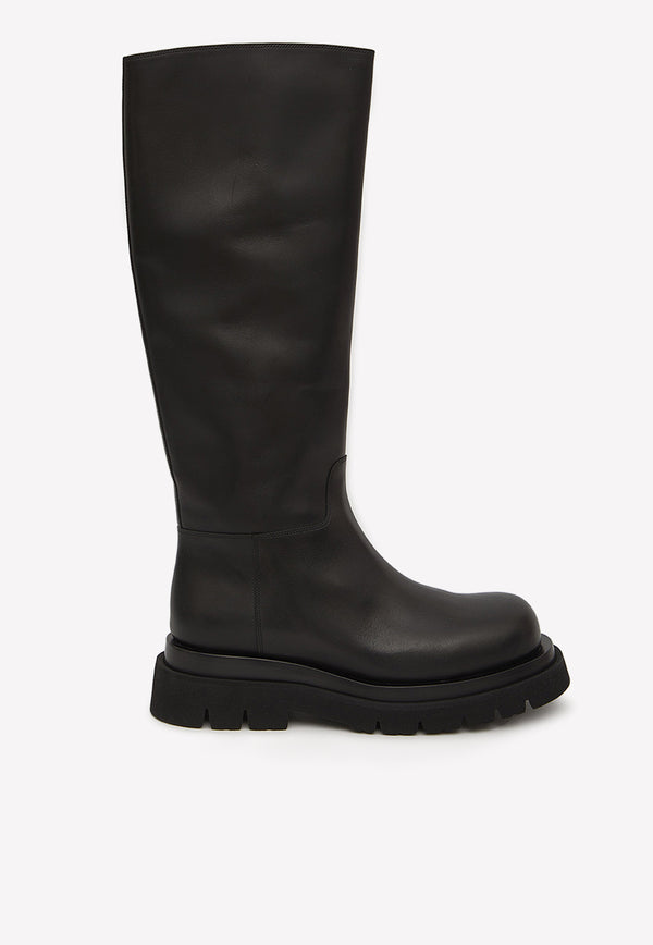 Bottega Veneta Mid-Calf Lug Boots in Calf Leather Black 716225-V1AO0-1000