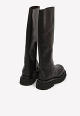 Bottega Veneta Mid-Calf Lug Boots in Calf Leather Black 716225-V1AO0-1000