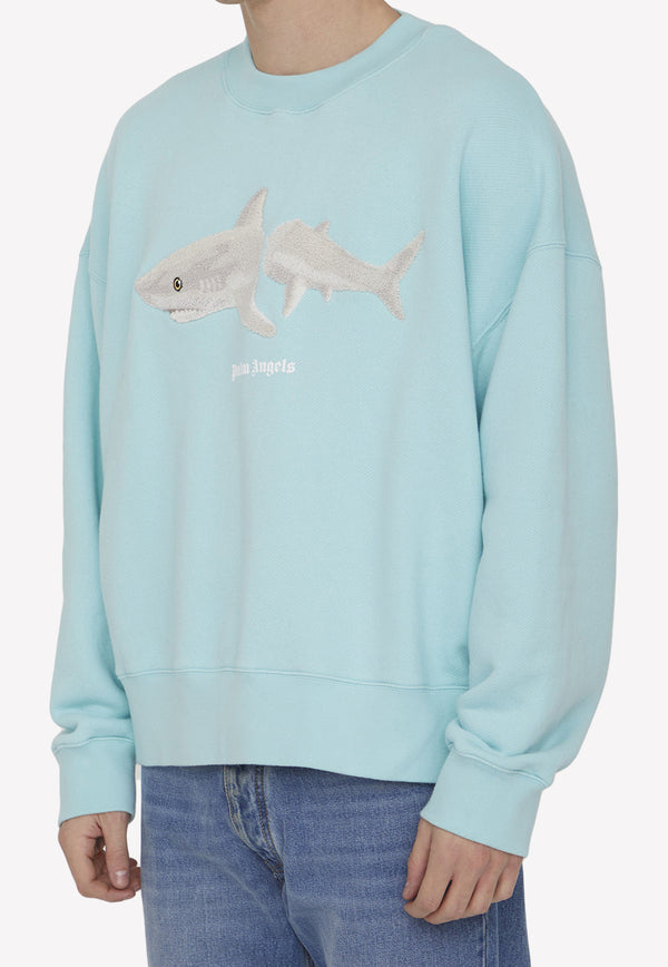 Palm Angels Shark Print Sweatshirt PMBA026S23FLE005--4001 Blue