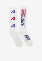 Autry Logo Intarsia Socks White SOIU--2881