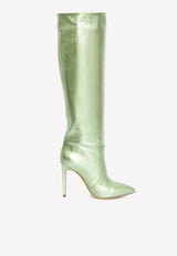 105 Knee-High Leather Boots Paris Texas Green PX501-XLTM3-SPRING GREEN