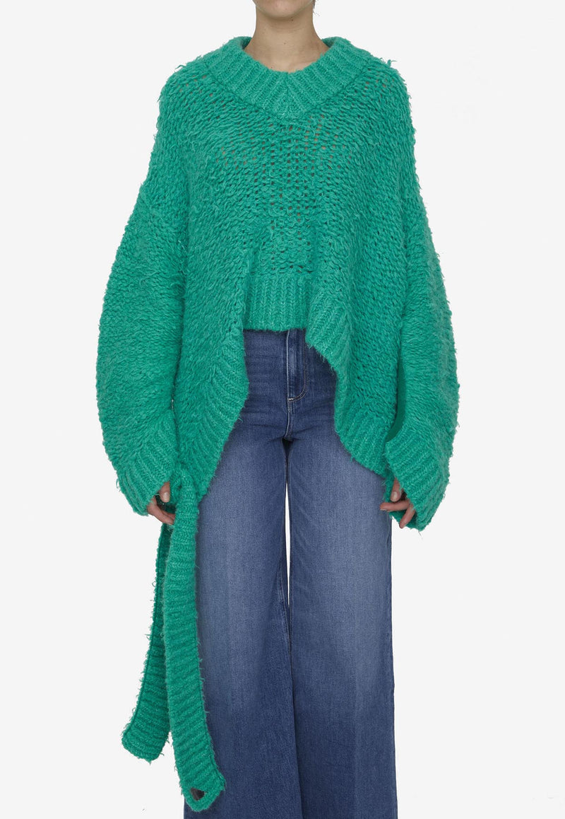 The Attico Asymmetric Knitted Sweater Green 231WCK68-KWP001-016