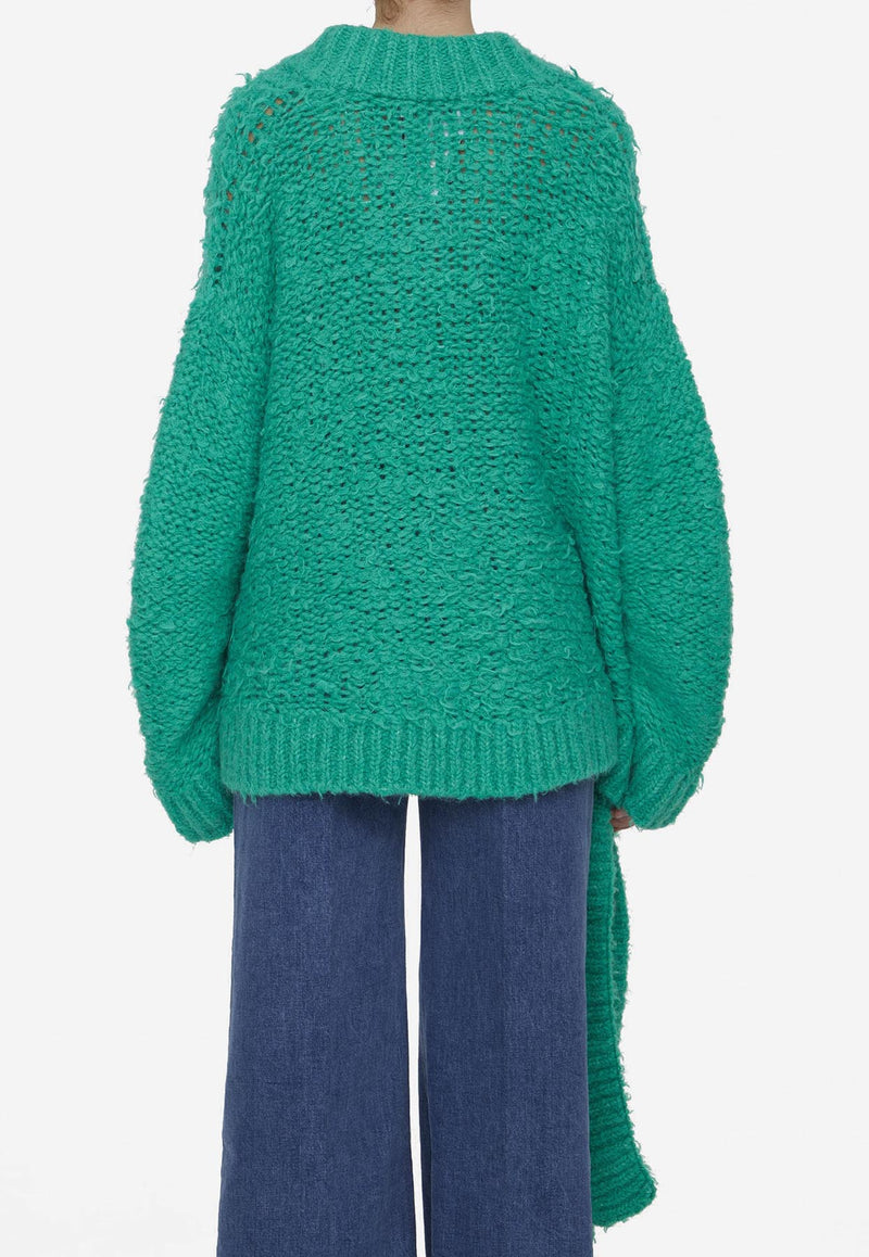 The Attico Asymmetric Knitted Sweater Green 231WCK68-KWP001-016