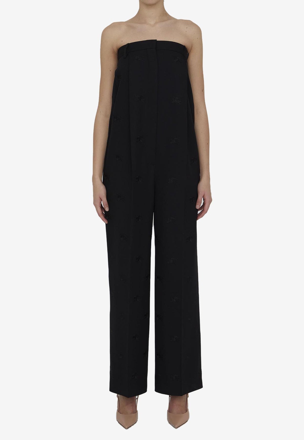Strapless Tailored Jumpsuit with EKD Embroidery – THAHAB KW