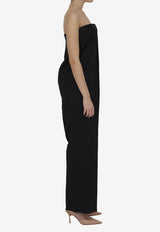Burberry Strapless Tailored Jumpsuit with EKD Embroidery Black 8062032-147715-BLACK