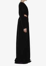 Costarellos Velvet One-Shoulder Maxi Dress Black FW22 - 53--BLACK