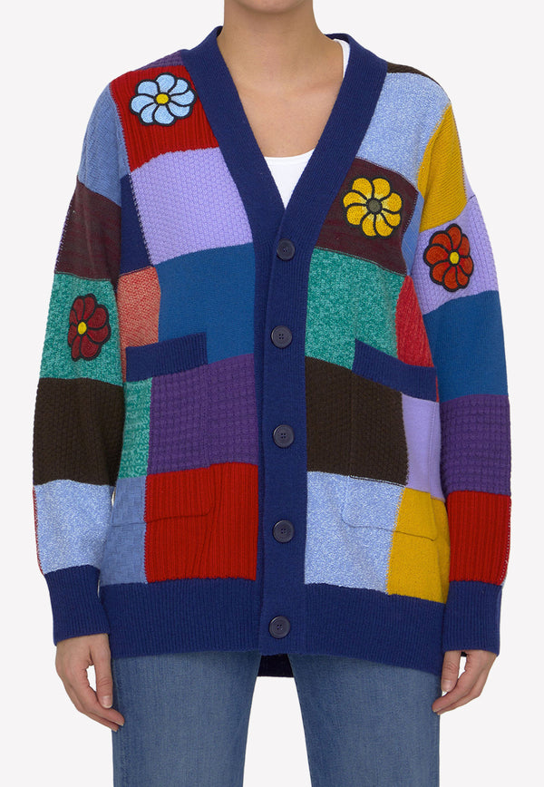 Moncler X JW Anderson Patchwork Jacquard Cardigan in Wool and Cashmere Multicolor 9B0001-M2726-P74