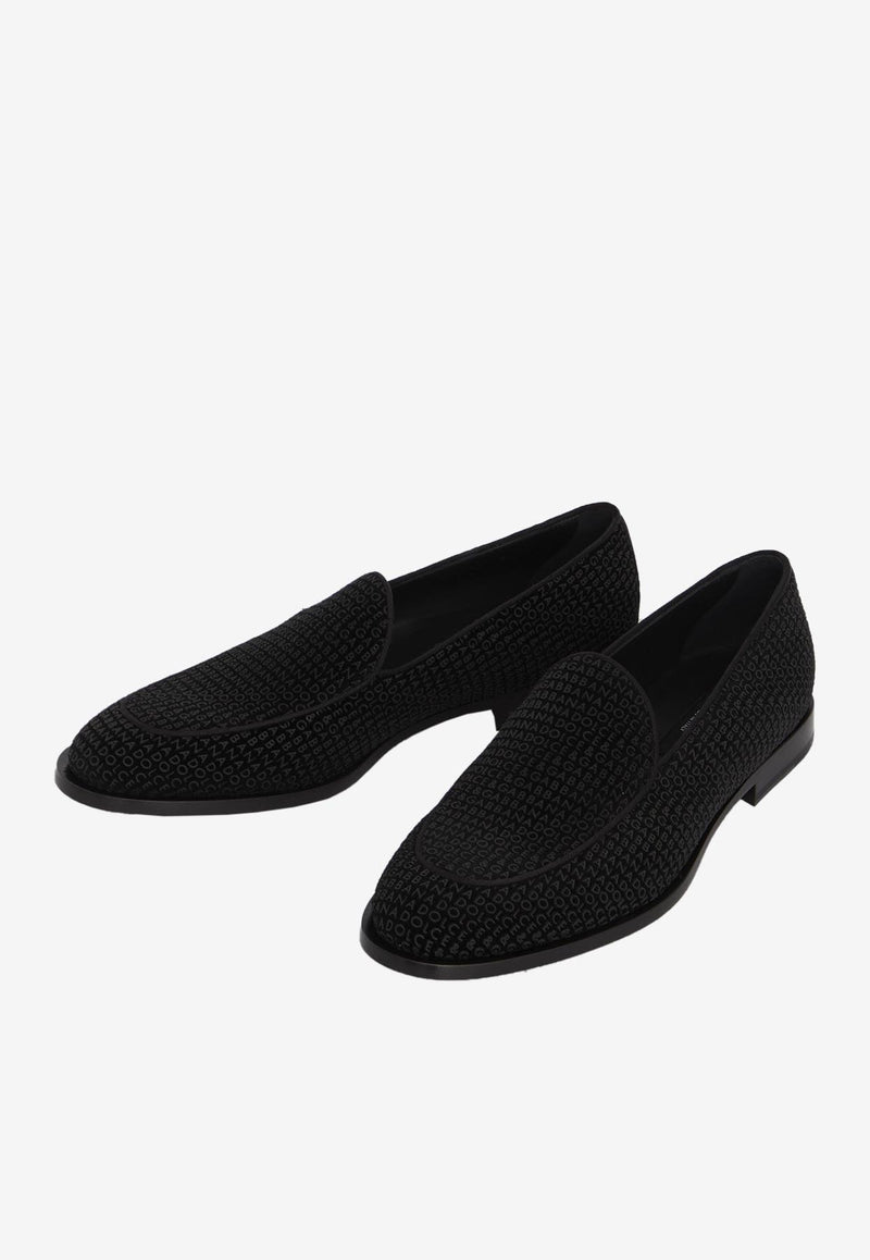 Dolce & Gabbana Logo Velvet Loafers A50508-AG291-8B956 Black