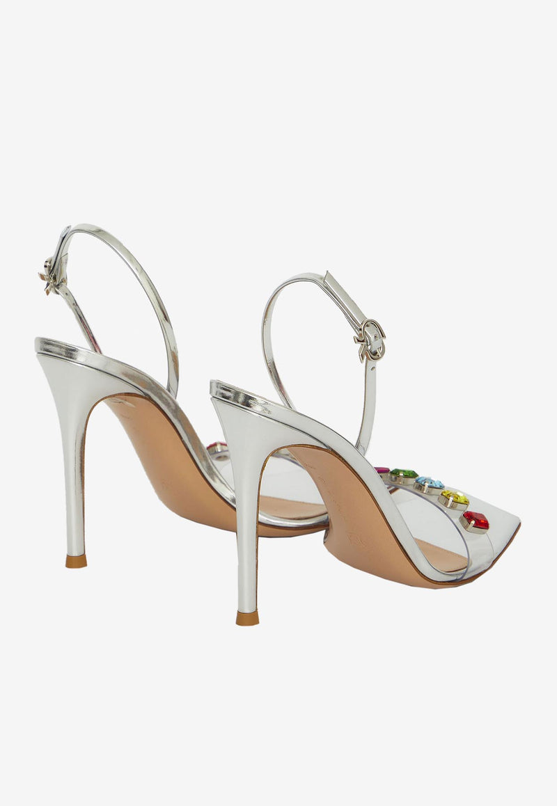 Gianvito Rossi Ribbon Candy 105 Crystal Embellished Sandals G32215-15-RIC-PLM-TSIM Multicolor