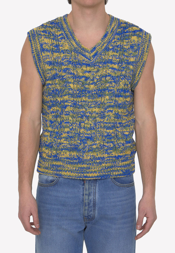 Andersson Bell V-neck Knitted Sweater Vest Multicolor ATB867M--BLUE