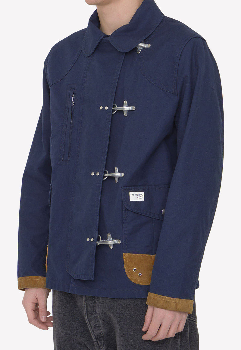 Fay Archive Four-Hooks Cotton Jacket  MAM0346098L-UC2-U809 Blue