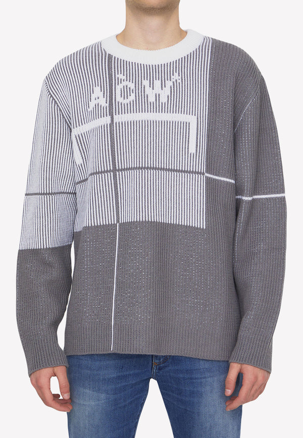 A-Cold-Wall Grid Sweater in Wool Blend Gray ACWMK083--MIDGRE