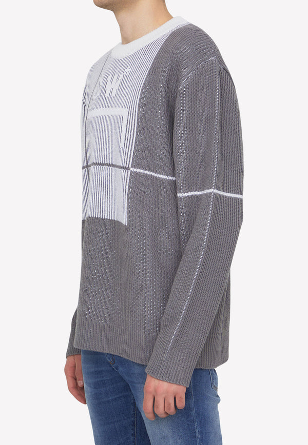 A-Cold-Wall Grid Sweater in Wool Blend Gray ACWMK083--MIDGRE