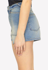 Kenzo High-Waisted Denim Mini Shorts Light Blue FD52DS224-6B3-DY