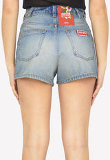 Kenzo High-Waisted Denim Mini Shorts Light Blue FD52DS224-6B3-DY