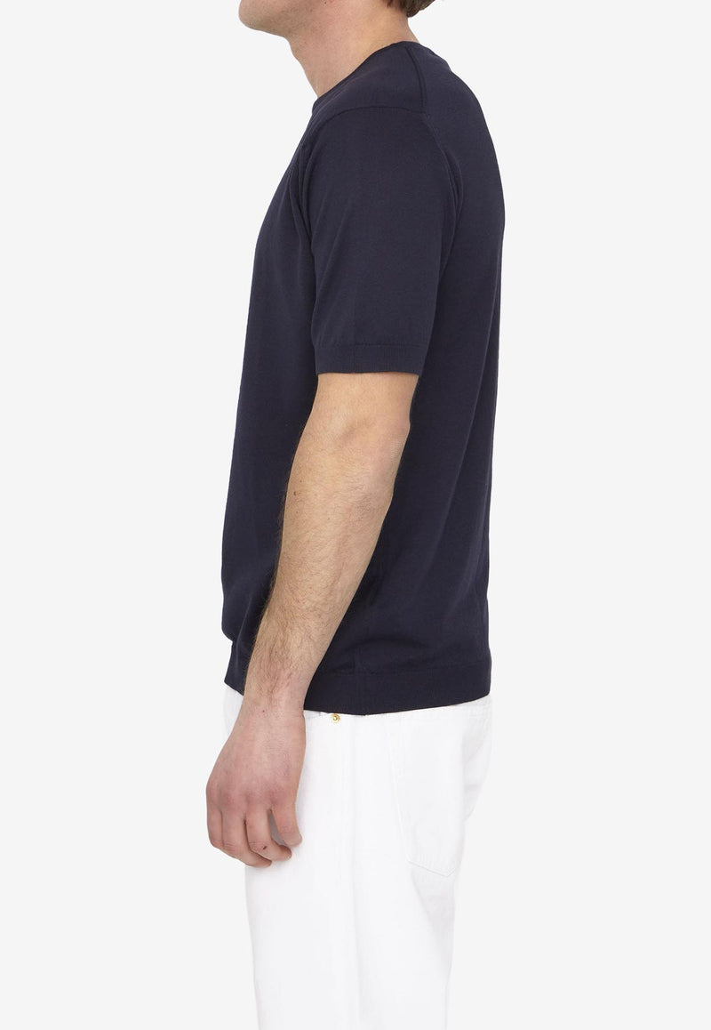 John Smedley Short-Sleeved Solid T-shirt BELDEN-30G-NAVY Blue