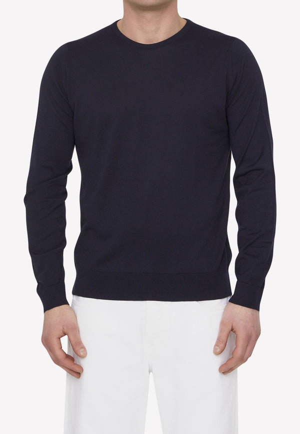 John Smedley Basic Knitted Sweater Blue HATFIELD-30G-NAVY
