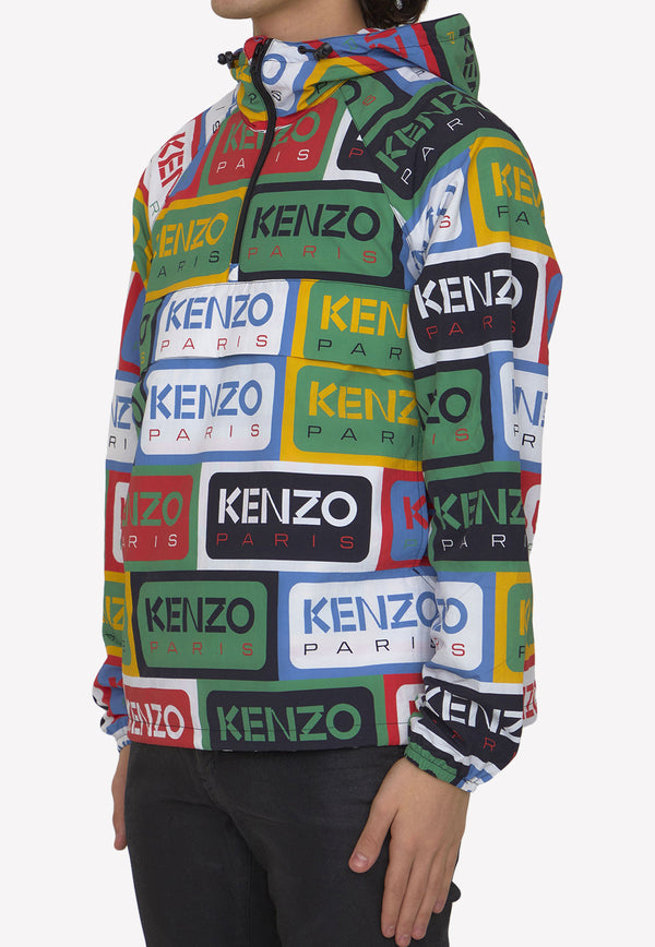 Kenzo Logo Print Windbreaker Hoodie FD55BL053-9NG-MU Multicolor