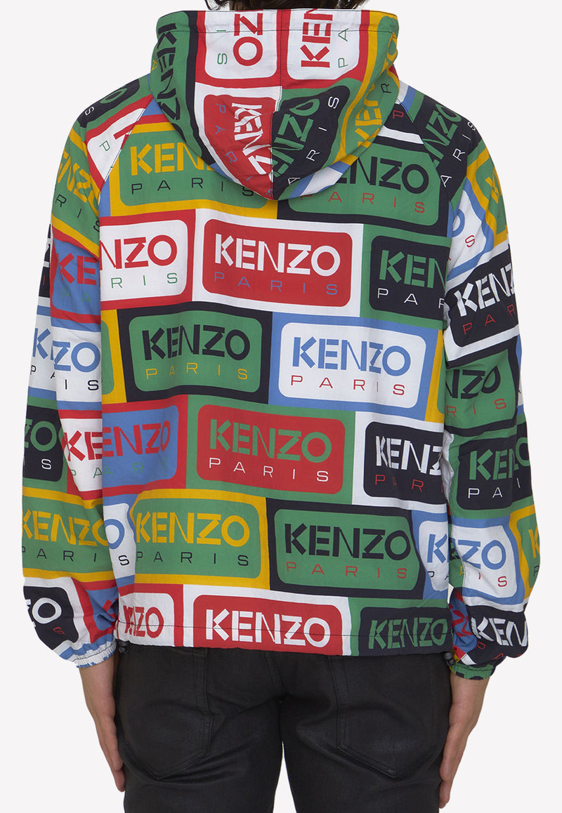 Kenzo Logo Print Windbreaker Hoodie FD55BL053-9NG-MU Multicolor