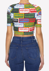 Kenzo Logo Print Cropped Top FD52TO702-4SN-MU Multicolor