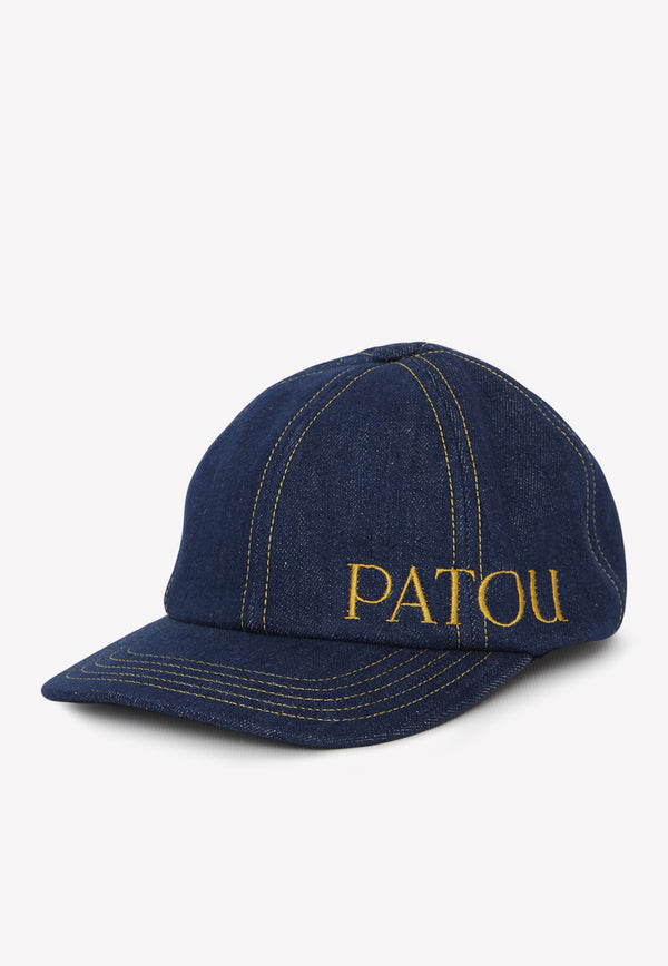Patou Logo-Print Denim Cap AC040-0008-602D Denim