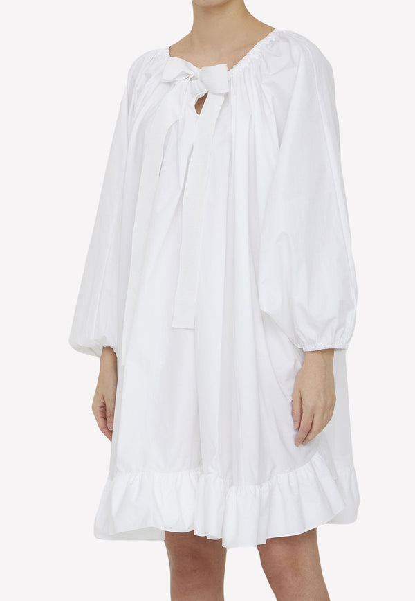 Patou Ruffled Faille Knee-Length Dress White DR108-0017-001W